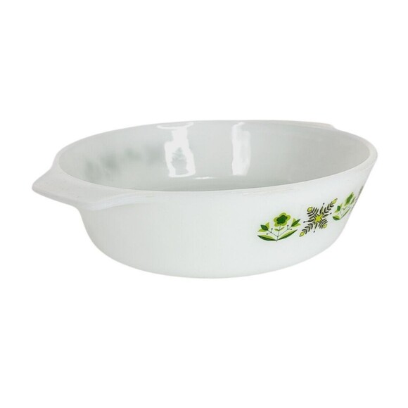 VTG MCM 60s Fire King Meadow Green 2 Quart #438 Milk Glass Casserole Bakeware - Picture 6 of 10